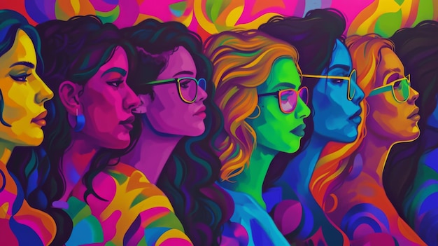 Lebendige Frauen in farbenfrohen Sonnenbrillen