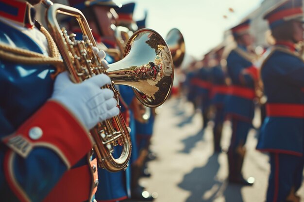 Lebendige Gedenktagsparade mit Marschbands