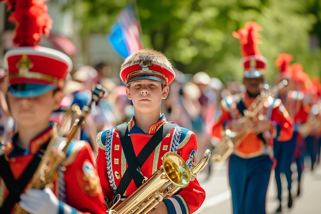 Foto lebendige gedenktagsparade mit marschbands