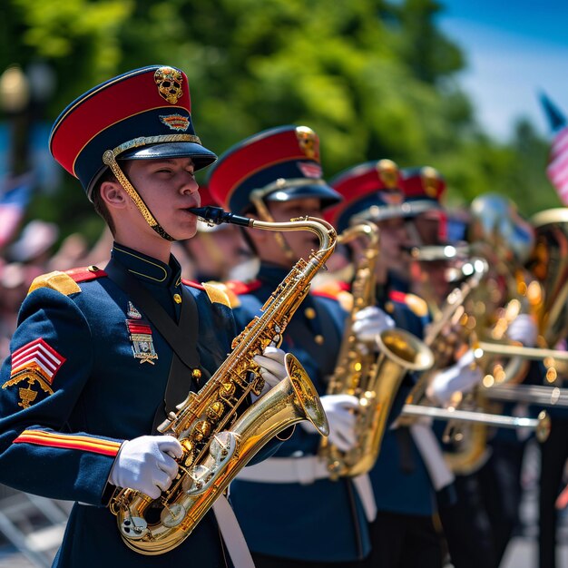 Foto lebendige gedenktagsparade mit marschbands