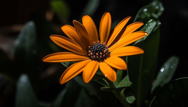 Lebendige gelbe Gänseblümchen auf feuchten Wiesen konzentrieren sich auf die von künstlicher Intelligenz erzeugte Schönheit im Vordergrund