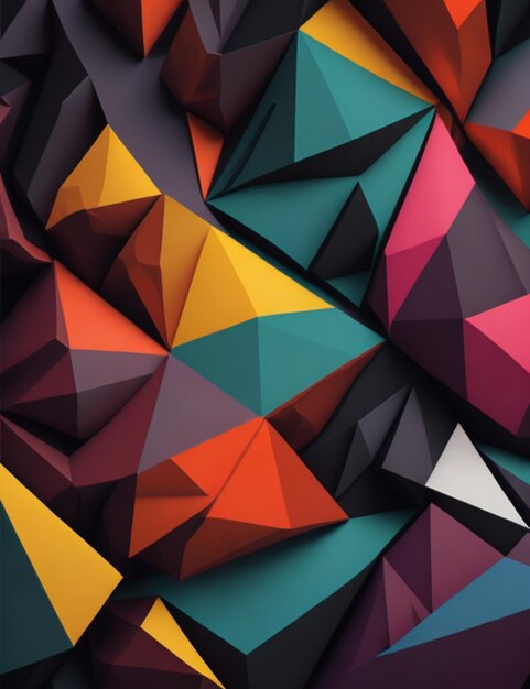 Lebendige geometrische Abstraktion Dunkler und farbenfroher Hintergrund AIGenerated