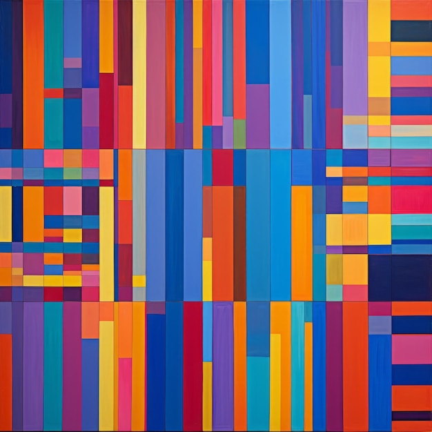 Lebendige geometrische Abstraktionen Farbige Quadrate und Linien Malerei