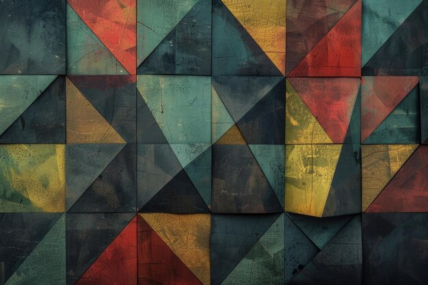 Lebendige geometrische Muster an einer Wand, die perfekt sind, um jedem Projekt eine Farbe hinzuzufügen