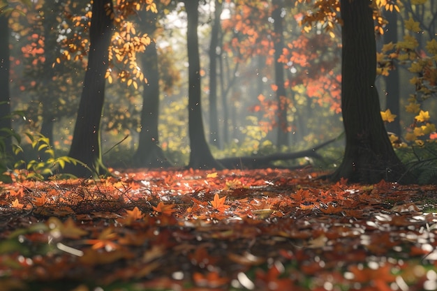 Lebendige Herbstblätter auf einer Waldfläche