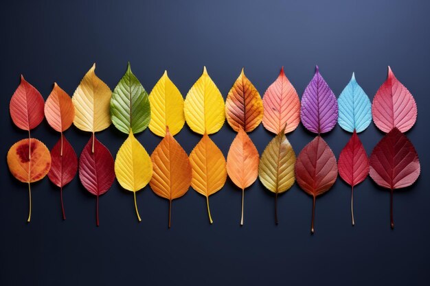 Lebendige Herbstpalette Ein kreatives 32 Layout aus farbenfrohen Blättern