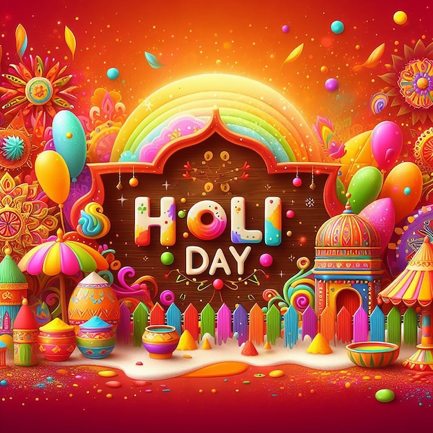 Foto lebendige holi-feiern farbiges fest indiens feiern banner-design