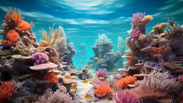 Lebendige Korallenformationen unter Wasser ähneln der komplizierten Architektur