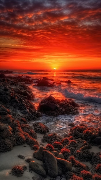 Lebendige Landschaftsfotografie bei Sonnenaufgang für atemberaubende Hintergrundbilder mit generativer KI