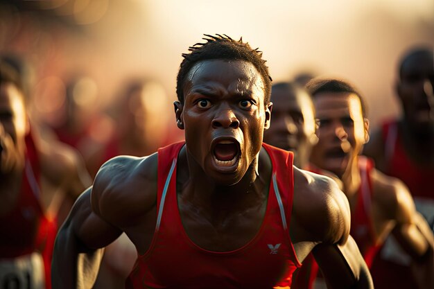 Lebendige Leichtathletik-Szene Bereit Schlafmenschen-Schuhe in Aktion Volles Stadion generative IA