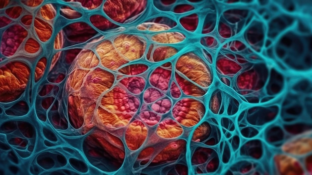 Lebendige mikroskopische Ansicht von Knochenzellen für generative KI in der medizinischen Forschung
