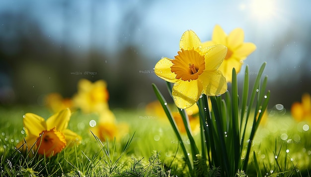 Lebendige Narzissenblüte in üppigem Grün