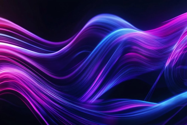 Lebendige Neonviolette und Blaue abstrakte Lichtwellen mit futuristischer flüssiger Bewegung und leuchtendem Glanz