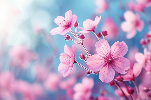 Lebendige rosa Kirschblüten in voller Blüte unter sanftem Frühlingslicht