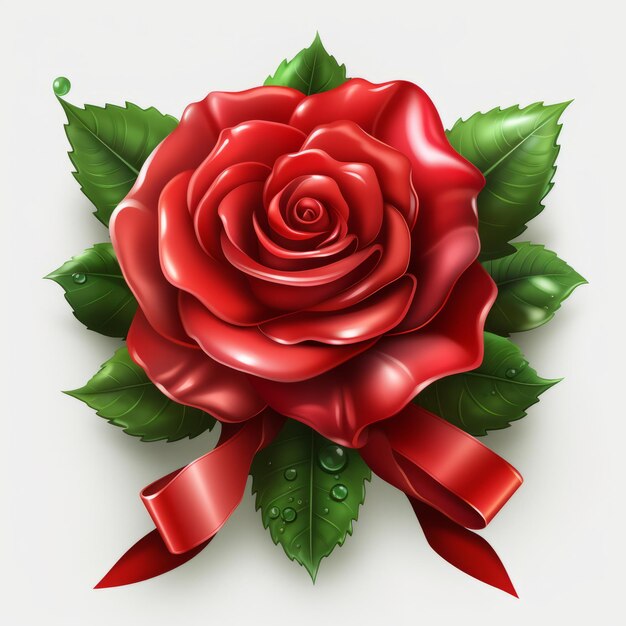Foto lebendige rote rose und grüne blätter eine erfrischende casino-spiel-ikonen mit einem hauch eleganz