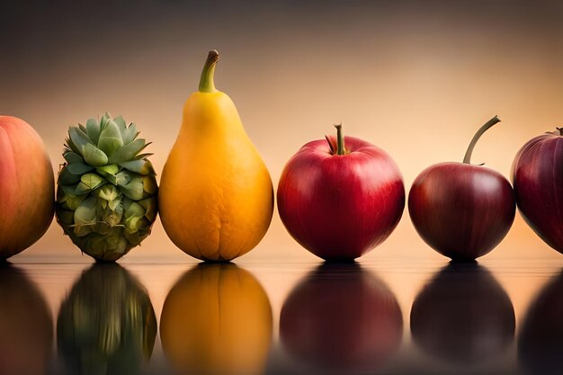 Foto lebendige sammlung von gesundem obst und gemüse