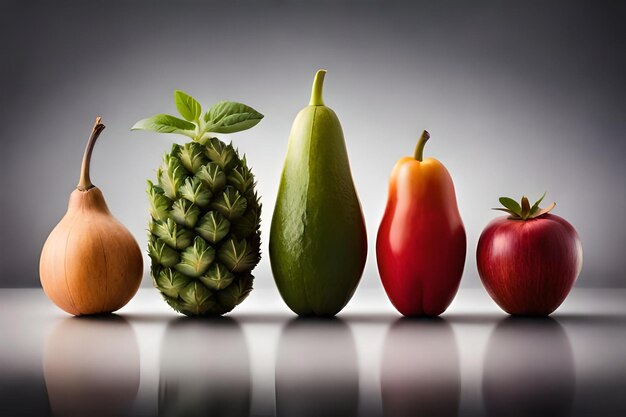 Foto lebendige sammlung von gesundem obst und gemüse