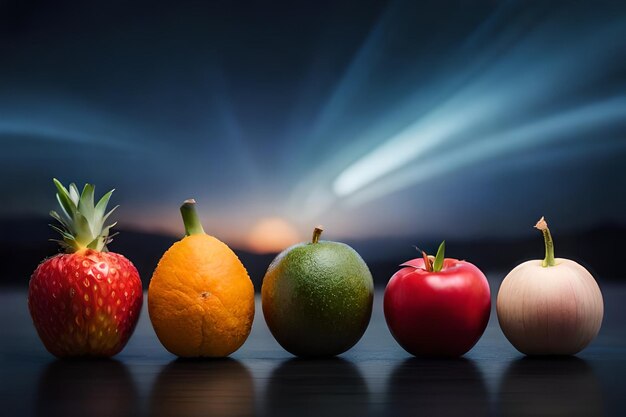 Lebendige Sammlung von gesundem Obst und Gemüse