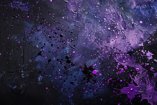 Foto lebendige schwarze und lila spritzer auf abstraktem hintergrund