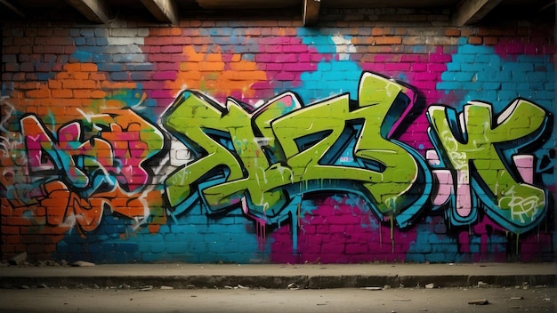 Lebendige städtische Graffiti-Kunst an Ziegelsteinwänden