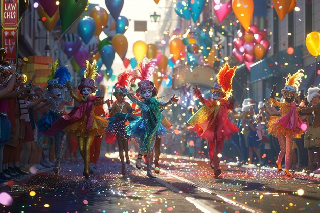 Foto lebendige straßenparade, die die vielfalt feiert