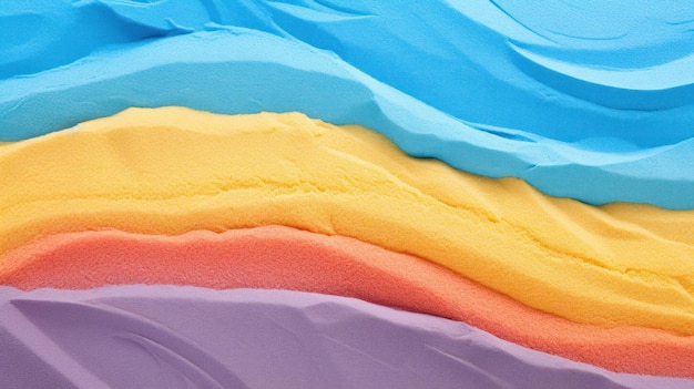 Lebendige Streifen aus regenbogenfarbenem Sand, KI generiert