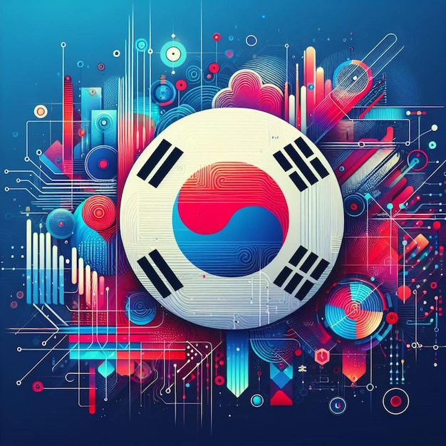 lebendige südkoreanische Flagge, die Einheit, Wohlstand und den Geist der Widerstandsfähigkeit symbolisiert