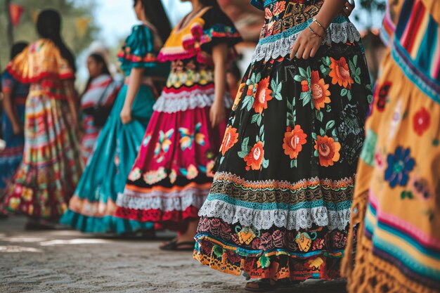 Foto lebendige traditionen frauen in traditionellen mexikanischen kleidern