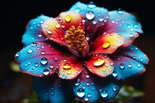 Lebendige und erfrischende Nahaufnahme einer Blume mit glitzernden Wassertropfen, erzeugt durch KI