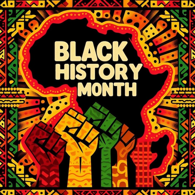 Lebendige und farbenfrohe Illustration des afrikanischen Kontinents Black History Month