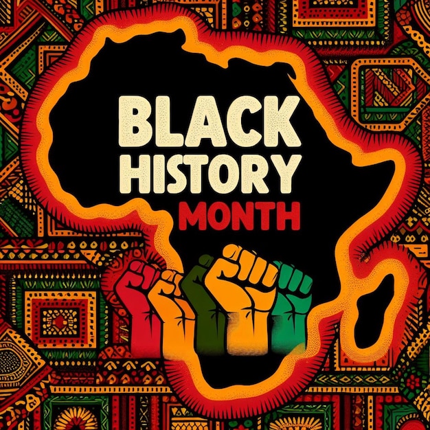 Lebendige und farbenfrohe Illustration des afrikanischen Kontinents Black History Month