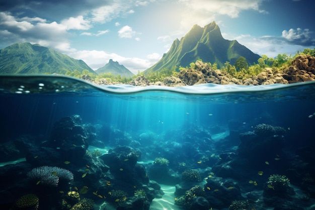 Lebendige Unterwasserwelt. Ein atemberaubendes Stockbild eines riesigen Fischschwarms im Ozean.