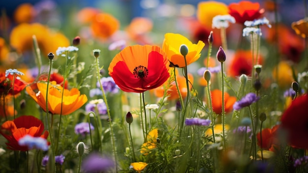 lebendige Wildblumenwiese ein Ausbruch farbenfroher organischer Schönheit