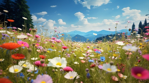 lebendige Wildblumenwiese eine bunte Dekoration der Natur