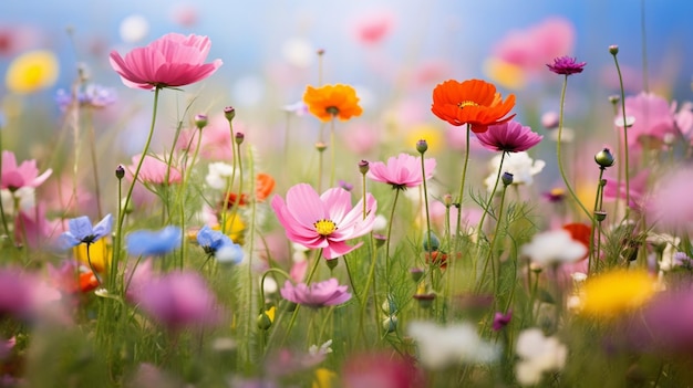 lebendige Wildblumenwiese im Sommer Schönheit in der Natur Farbe