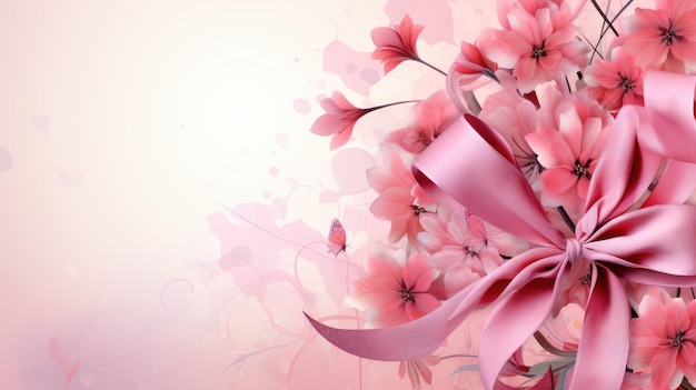 lebendiger Blumenhintergrund mit einem markanten rosa Band in der Mitte