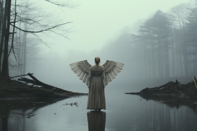 Lebendiger Engel mit Flügeln