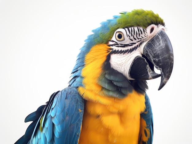 Lebendiger Papagei weißer Hintergrund Generative KI-Technologie