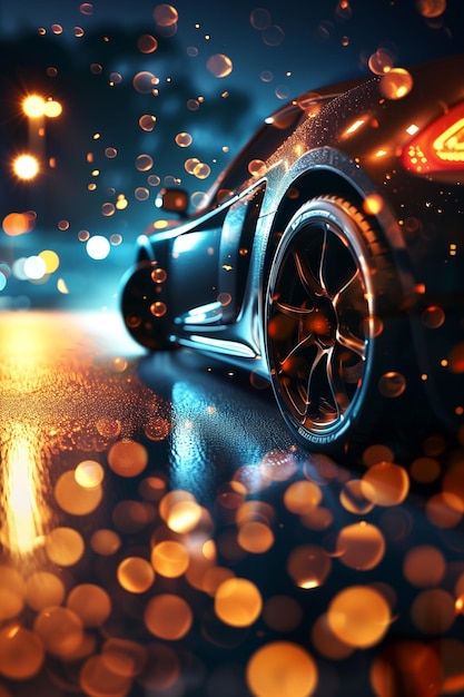 Lebendiger Rennbokeh-Hintergrund mit dynamischen Autoteilen in Bewegung