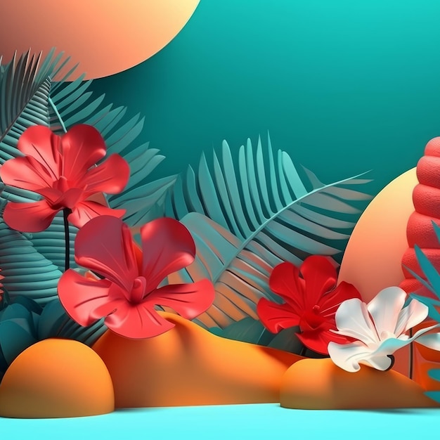 Lebendiger, sommerlicher, abstrakter 3D-Hintergrund