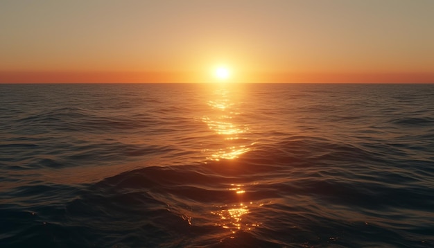 Lebendiger Sonnenuntergang über ruhigem Wasser, ein Himmel voller Schönheit, erzeugt durch künstliche Intelligenz