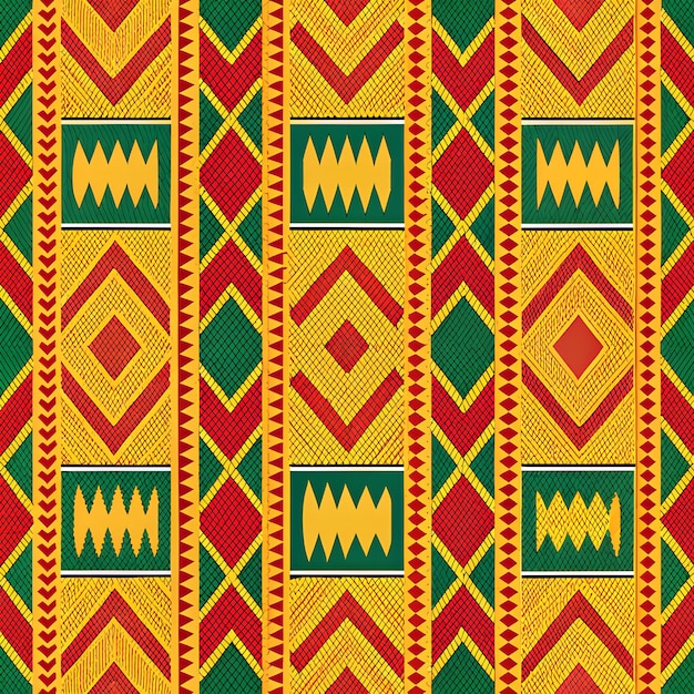 Lebendiges afrikanisches Kente Nahtloses Muster Traditionelles Textildesign Geometrische Stoffkunst für Mode