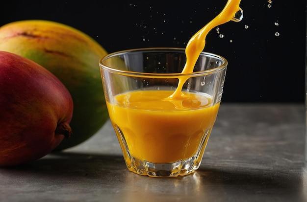 lebendiges Foto von Mango Juice Pouring Elegance