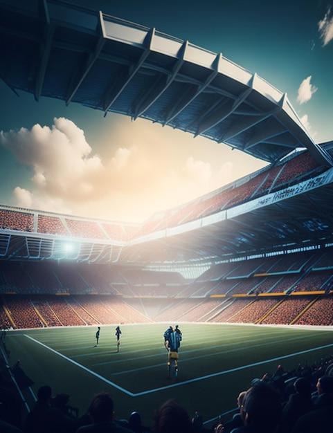 lebendiges Fußballstadion vorne Sicht leistungsfähige filmische