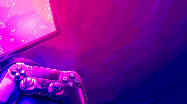 Lebendiges Gaming-Konzept mit Controller auf Neon-Hintergrund