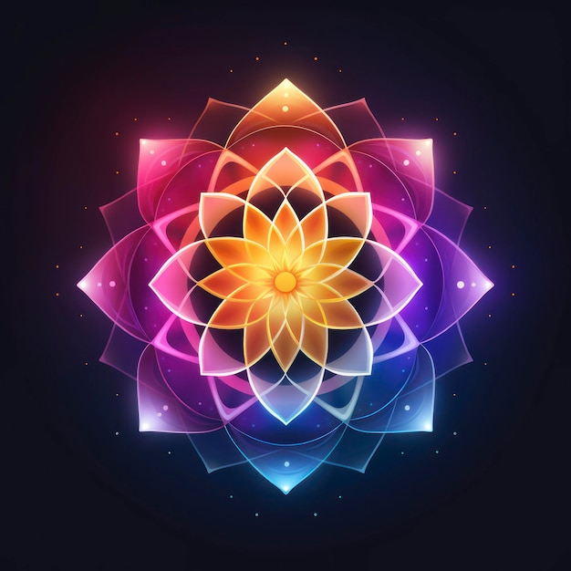 lebendiges heiliges Geometrie-Chakra mit dunklem Hintergrund