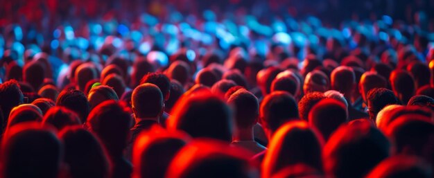 Lebendiges Konzert-Ambience in Crowd Shot mit lebendiger Festivalbeleuchtung.