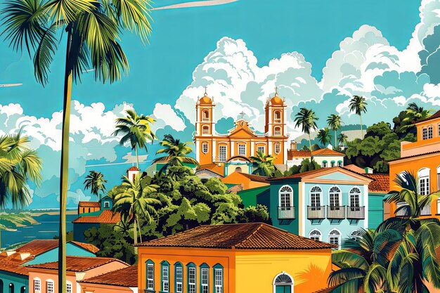 Lebendiges Recife Pernambuco Farbige Illustration