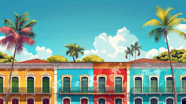 Lebendiges Recife Pernambuco Farbige Illustration