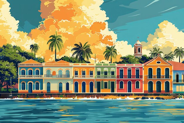 Lebendiges Recife Pernambuco Farbige Illustration